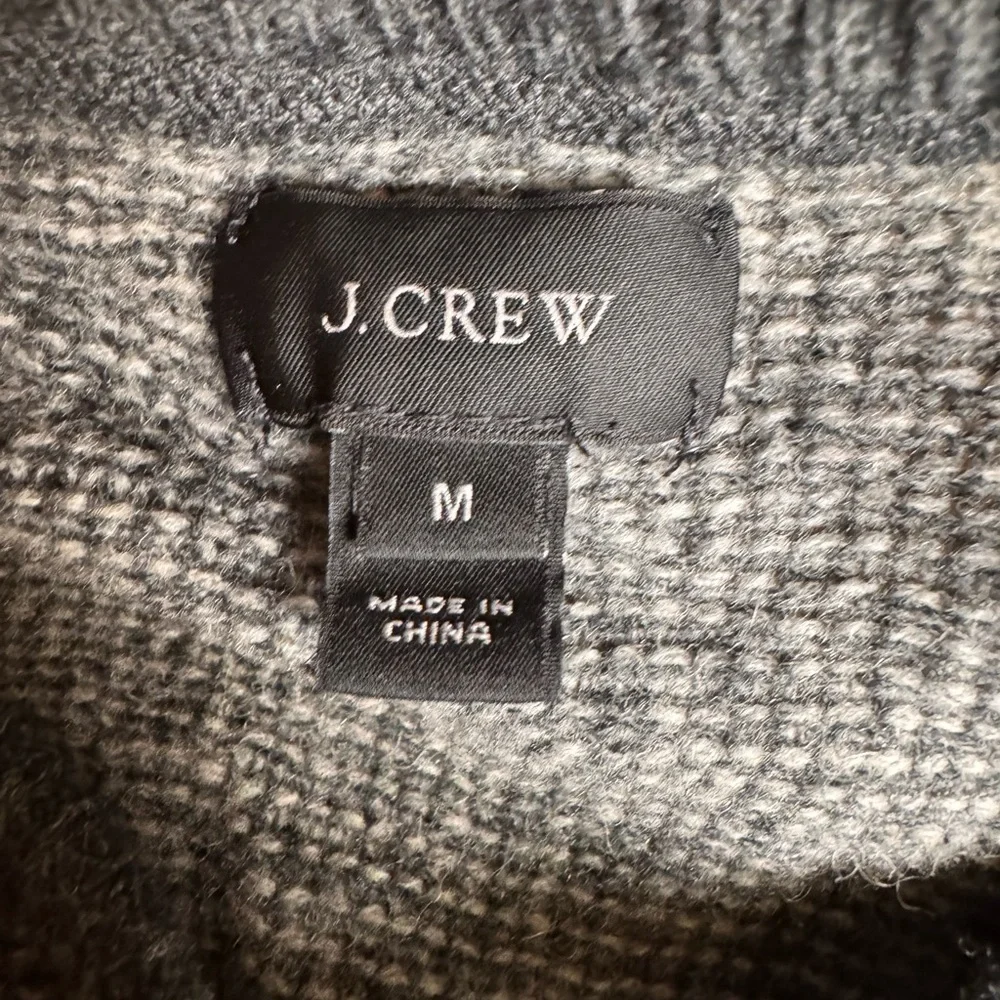 J.Crew 100% Wool Sweater Mens Medium Gray Crewneck Knit Pullover